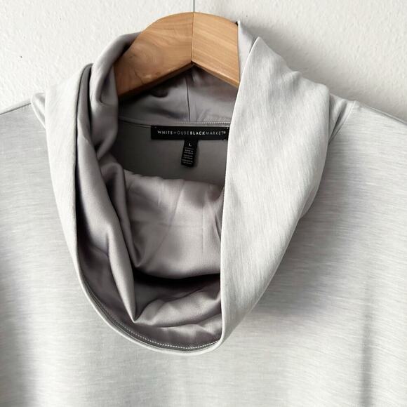 WHBM Gray Satin Side Zip Funnel Neck Soft Long Sleeve Top Women's size large - Picture 4 of 11